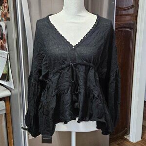 Bohemian Traders Top Women L Black Cotton Boho